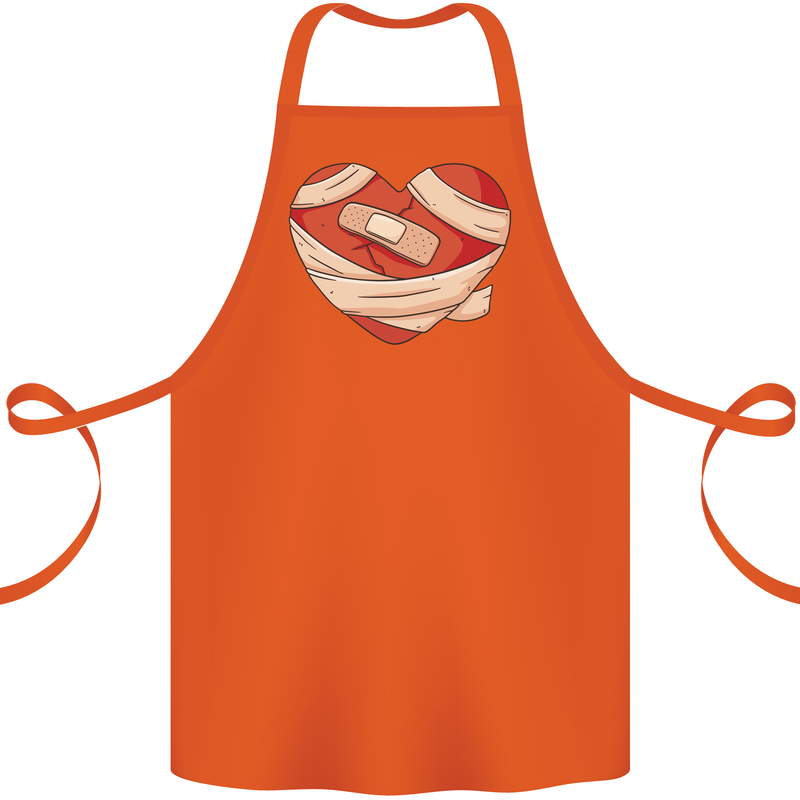 A Broken Heart Anti Valentines Day Single Cotton Apron 100% Organic Orange