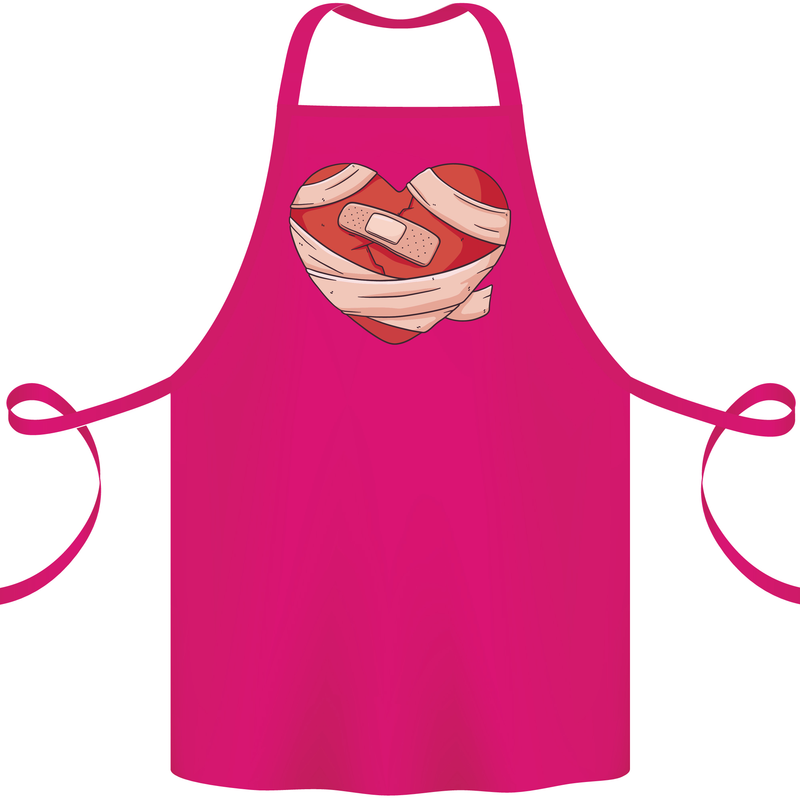 A Broken Heart Anti Valentines Day Single Cotton Apron 100% Organic Pink