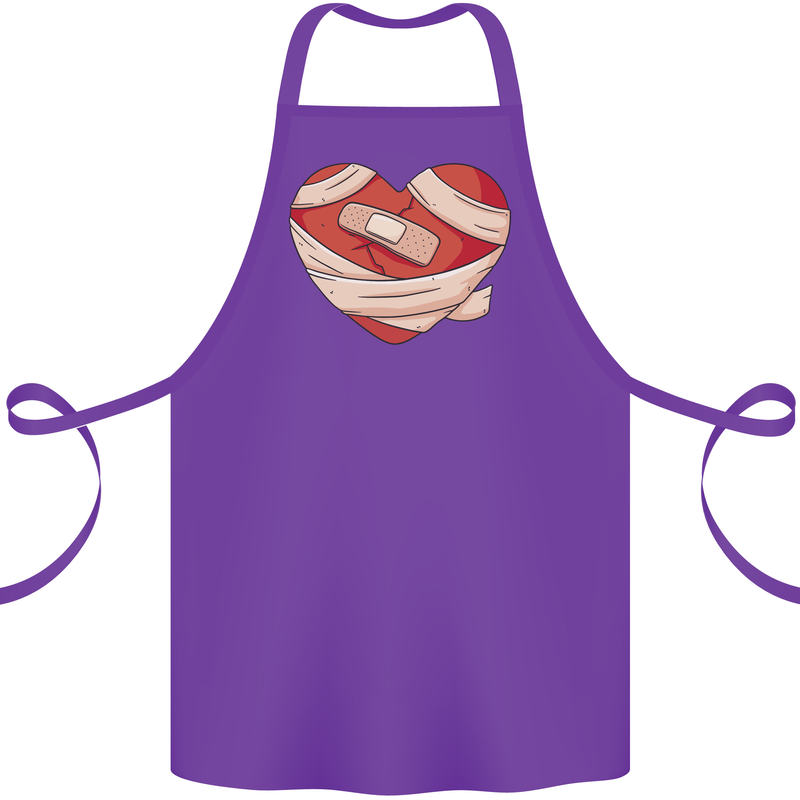 A Broken Heart Anti Valentines Day Single Cotton Apron 100% Organic Purple