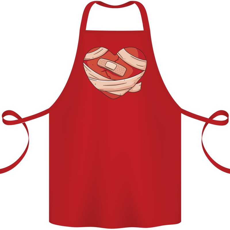 A Broken Heart Anti Valentines Day Single Cotton Apron 100% Organic Red