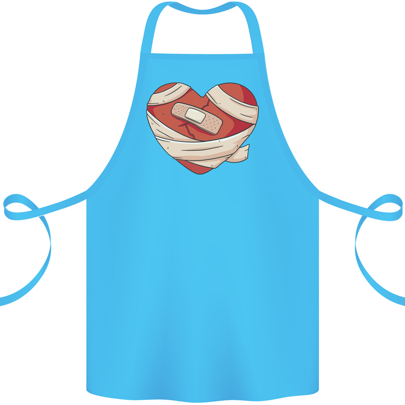 A Broken Heart Anti Valentines Day Single Cotton Apron 100% Organic Turquoise