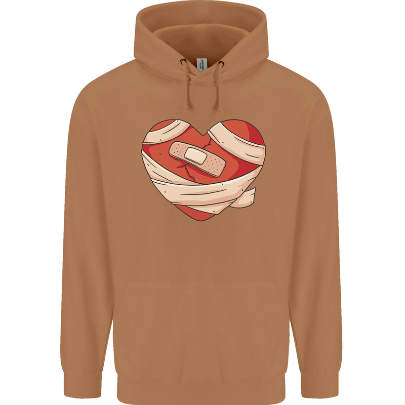 A Broken Heart Anti Valentines Day Single Mens 80% Cotton Hoodie Caramel Latte
