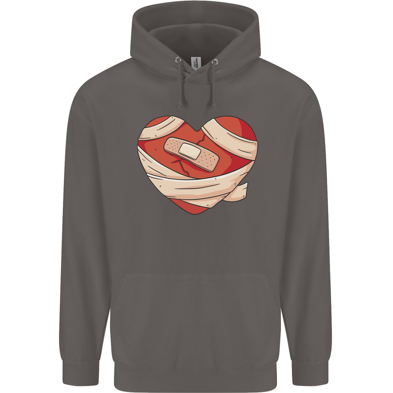 A Broken Heart Anti Valentines Day Single Mens 80% Cotton Hoodie Charcoal