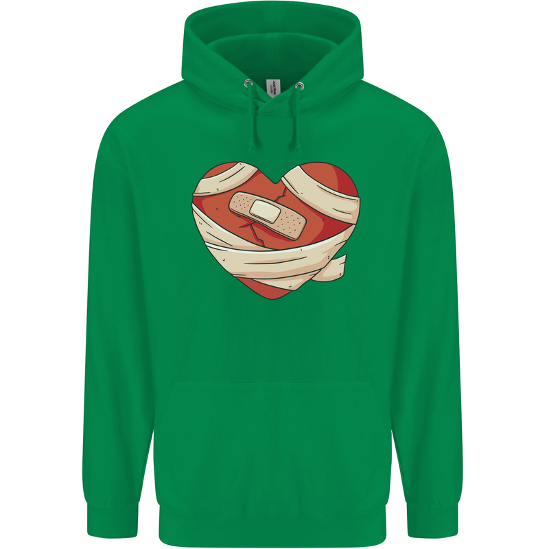 A Broken Heart Anti Valentines Day Single Mens 80% Cotton Hoodie Irish Green