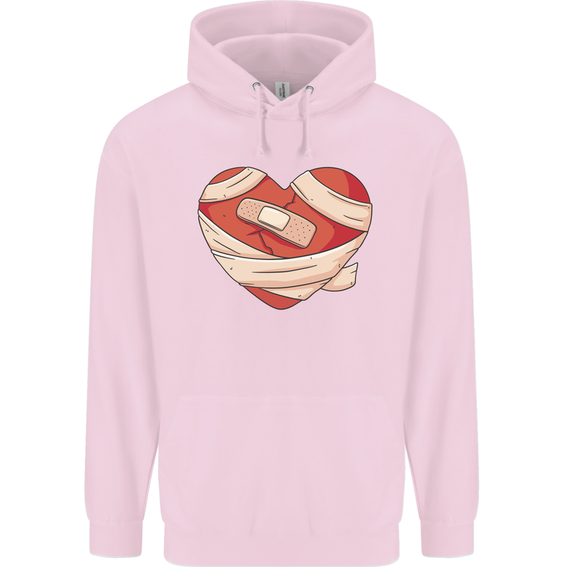 A Broken Heart Anti Valentines Day Single Mens 80% Cotton Hoodie Light Pink