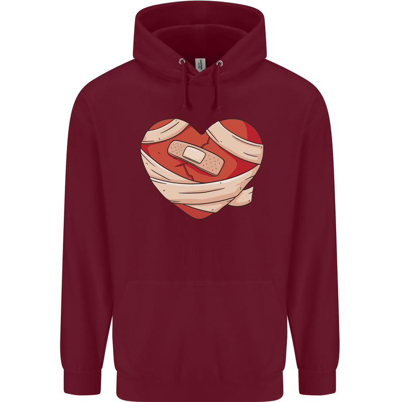 A Broken Heart Anti Valentines Day Single Mens 80% Cotton Hoodie Maroon