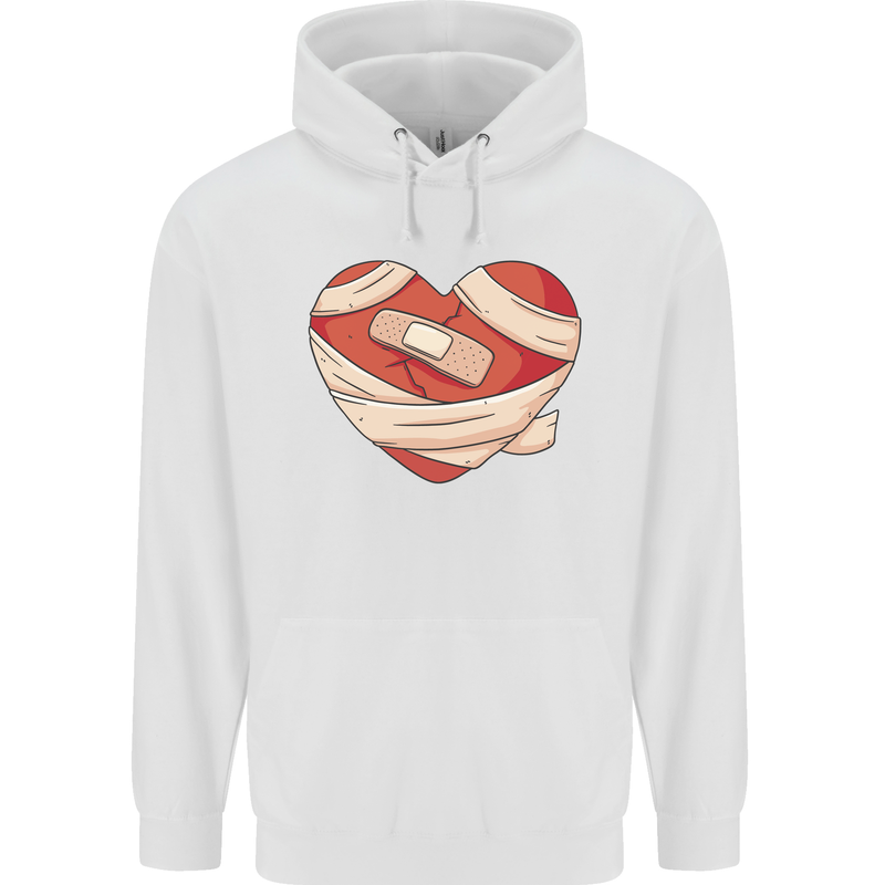 A Broken Heart Anti Valentines Day Single Mens 80% Cotton Hoodie White