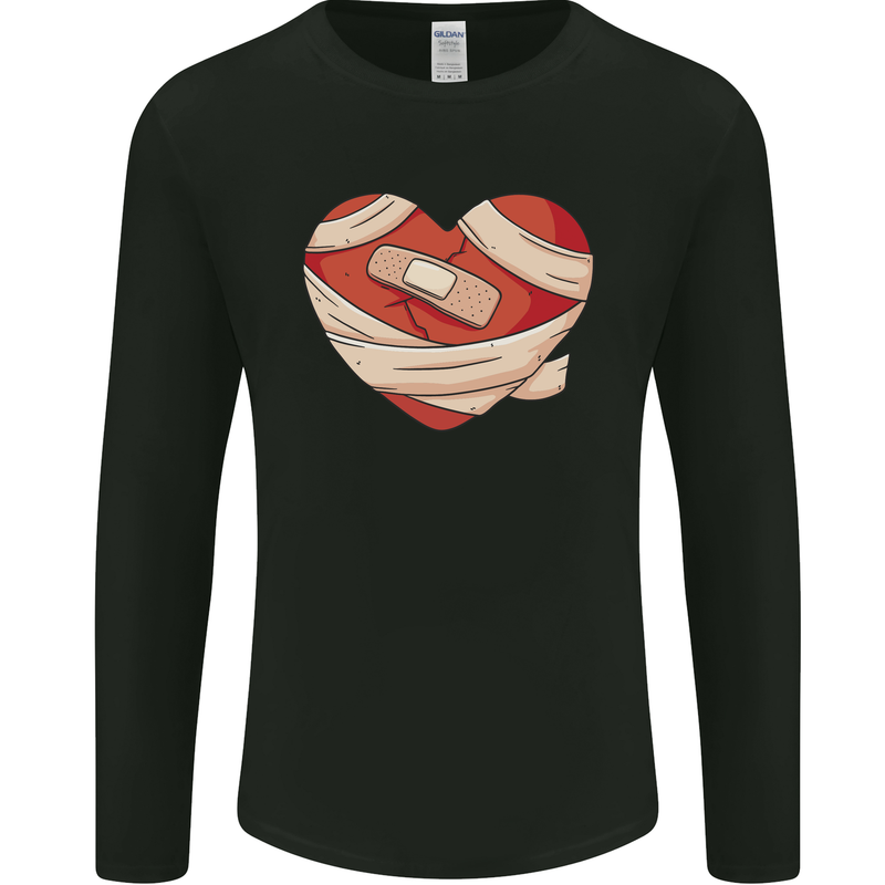 A Broken Heart Anti Valentines Day Single Mens Long Sleeve T-Shirt Black