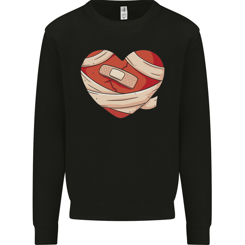 A Broken Heart Anti Valentines Day Single Mens Sweatshirt Jumper Black