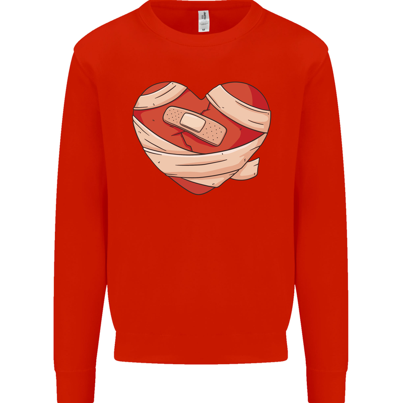 A Broken Heart Anti Valentines Day Single Mens Sweatshirt Jumper Bright Red