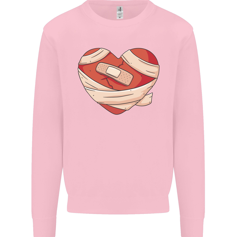 A Broken Heart Anti Valentines Day Single Mens Sweatshirt Jumper Light Pink