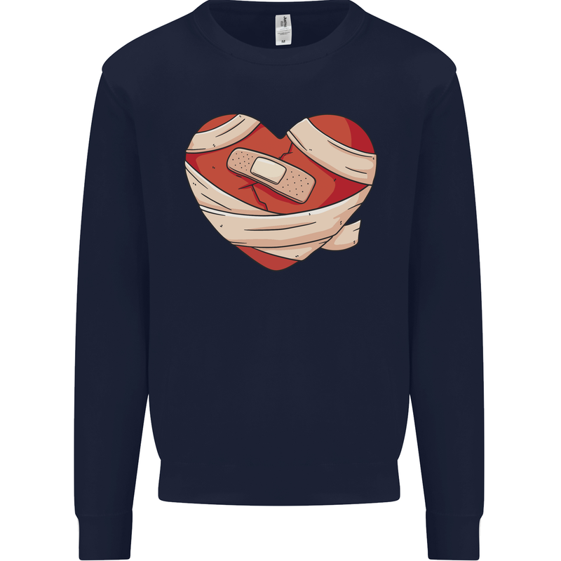 A Broken Heart Anti Valentines Day Single Mens Sweatshirt Jumper Navy Blue