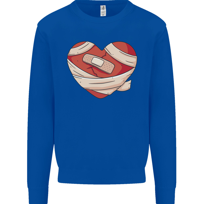 A Broken Heart Anti Valentines Day Single Mens Sweatshirt Jumper Royal Blue