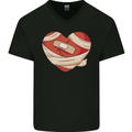 A Broken Heart Anti Valentines Day Single Mens V-Neck Cotton T-Shirt Black