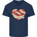 A Broken Heart Anti Valentines Day Single Mens V-Neck Cotton T-Shirt Navy Blue