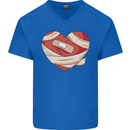 A Broken Heart Anti Valentines Day Single Mens V-Neck Cotton T-Shirt Royal Blue