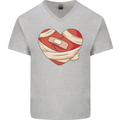 A Broken Heart Anti Valentines Day Single Mens V-Neck Cotton T-Shirt Sports Grey