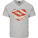 A Broken Heart Anti Valentines Day Single Mens V-Neck Cotton T-Shirt Sports Grey