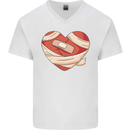 A Broken Heart Anti Valentines Day Single Mens V-Neck Cotton T-Shirt White