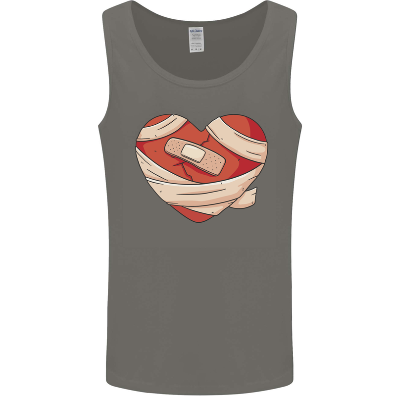A Broken Heart Anti Valentines Day Single Mens Vest Tank Top Charcoal
