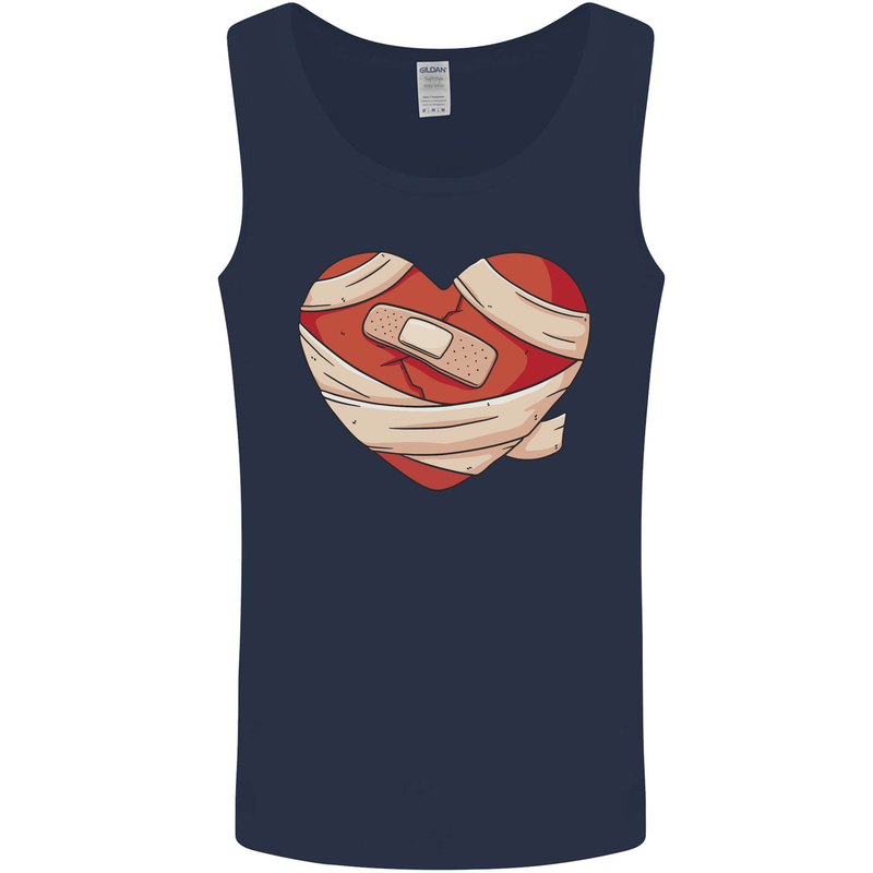 A Broken Heart Anti Valentines Day Single Mens Vest Tank Top Navy Blue