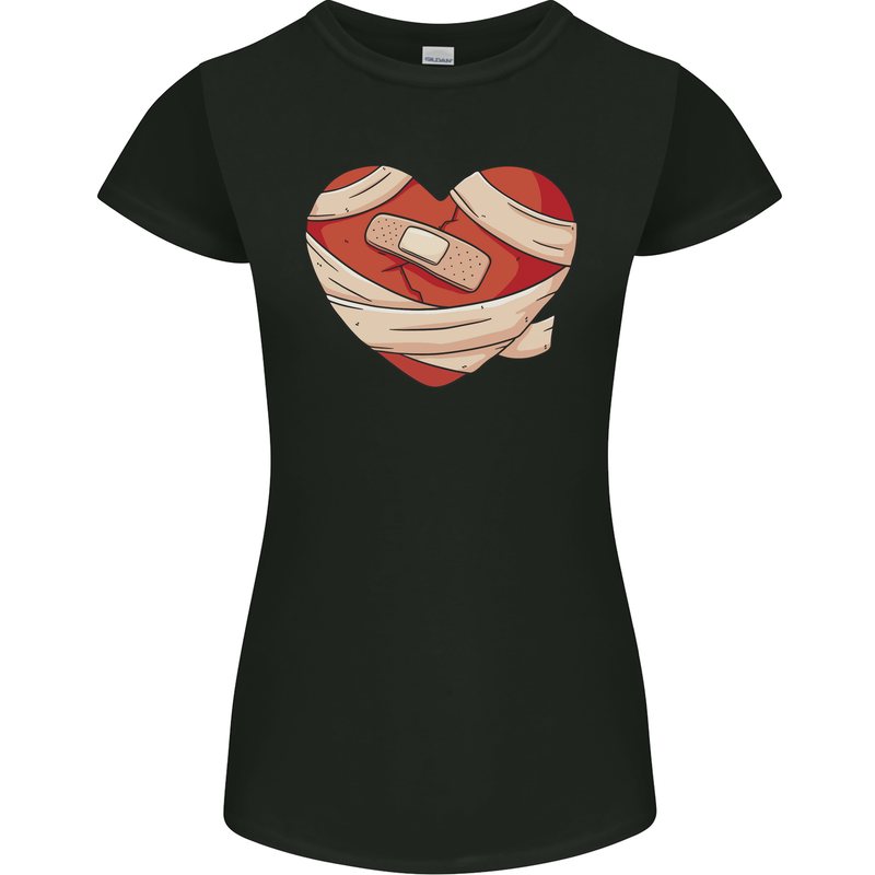 A Broken Heart Anti Valentines Day Single Womens Petite Cut T-Shirt Black
