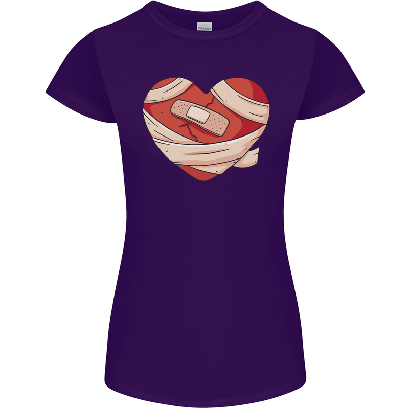 A Broken Heart Anti Valentines Day Single Womens Petite Cut T-Shirt Purple