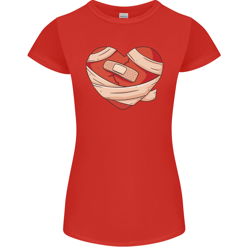 A Broken Heart Anti Valentines Day Single Womens Petite Cut T-Shirt Red