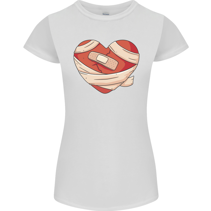 A Broken Heart Anti Valentines Day Single Womens Petite Cut T-Shirt White