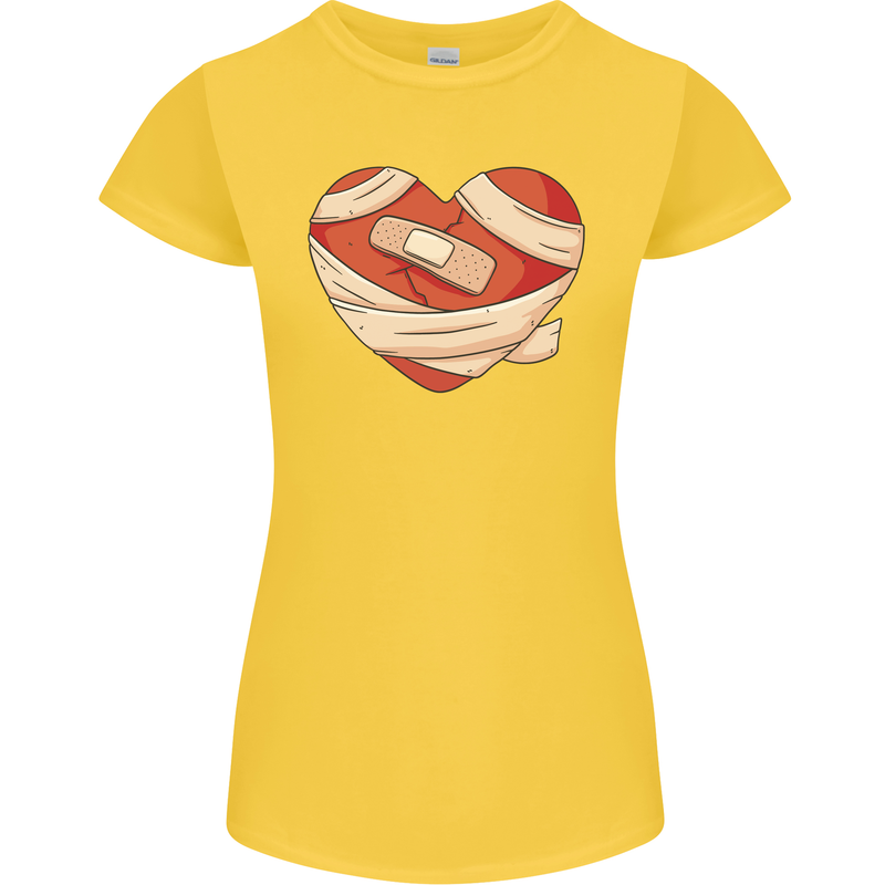 A Broken Heart Anti Valentines Day Single Womens Petite Cut T-Shirt Yellow