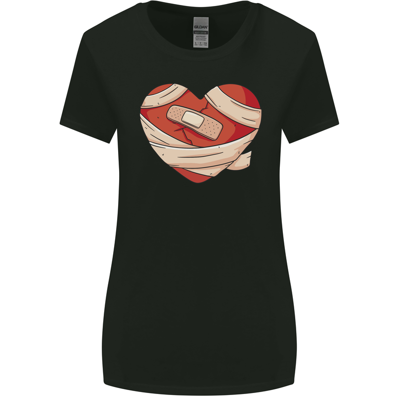 A Broken Heart Anti Valentines Day Single Womens Wider Cut T-Shirt Black