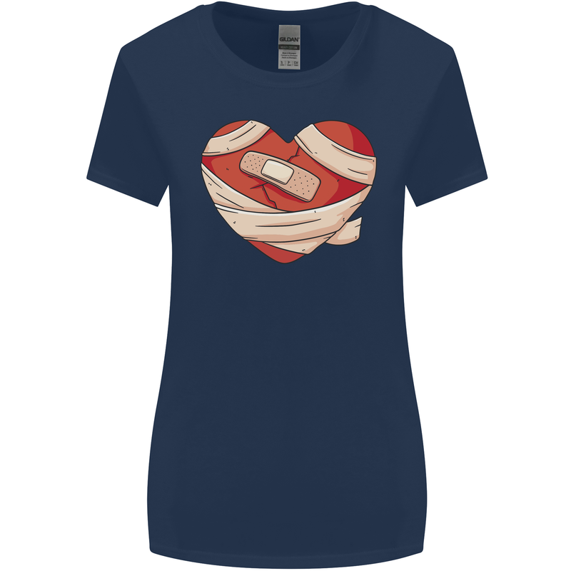 A Broken Heart Anti Valentines Day Single Womens Wider Cut T-Shirt Navy Blue