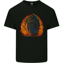 A Buddha Statue With Flames Kids T-Shirt Childrens Black