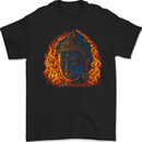 A Buddha Statue With Flames Mens Gildan Cotton T-Shirt Black
