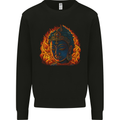 A Buddha Statue With Flames Mens Sweatshirt Jumper Black