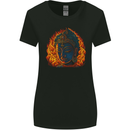 A Buddha Statue With Flames Womens Wider Cut T-Shirt Black