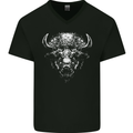 A Buffalo Head Mens V-Neck Cotton T-Shirt Black