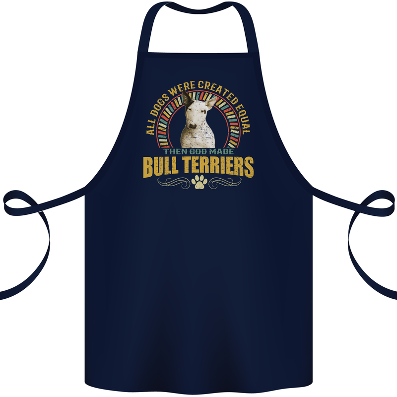 A Bull Terrier Dog Cotton Apron 100% Organic Navy Blue