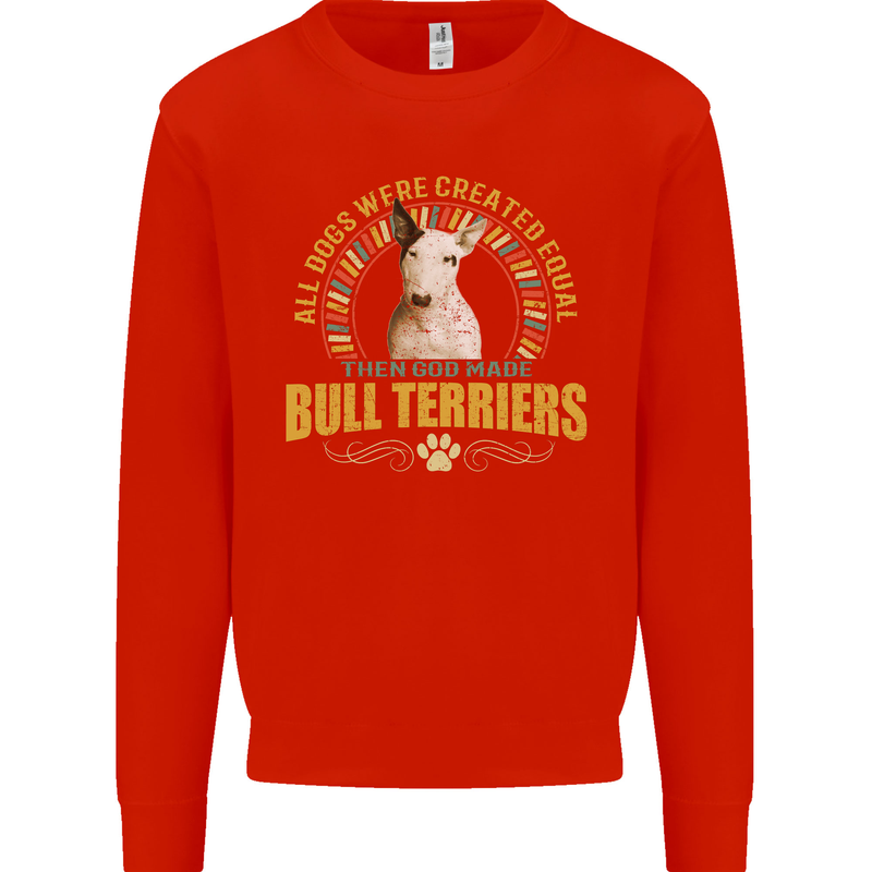 A Bull Terrier Dog Kids Sweatshirt Jumper Bright Red