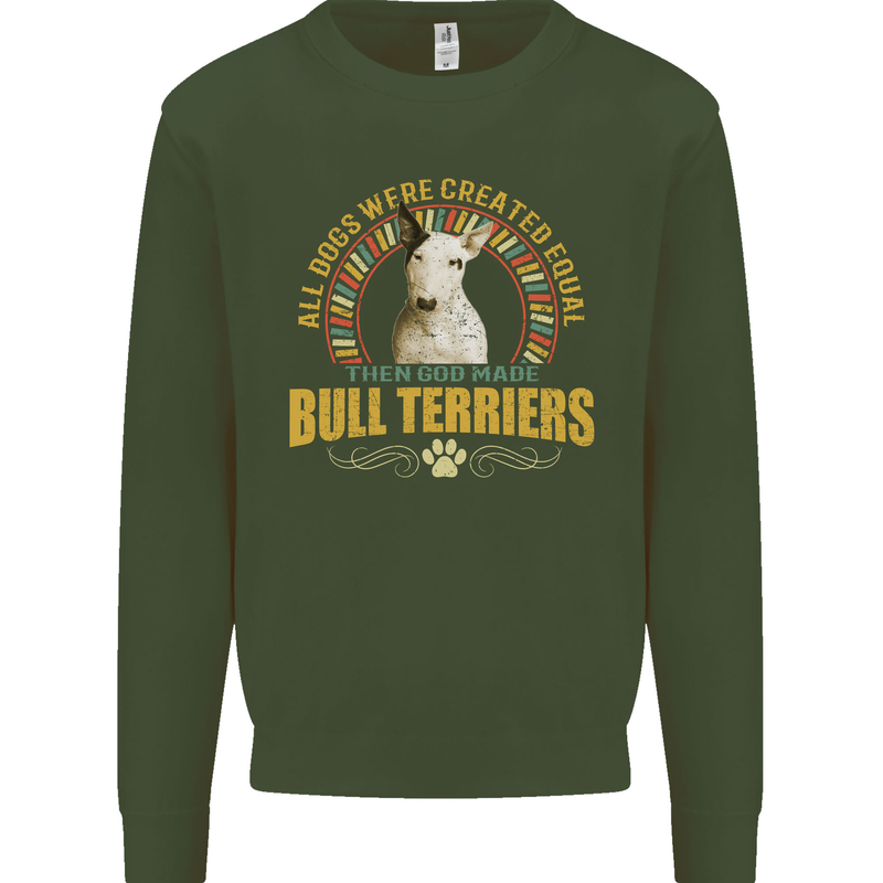 A Bull Terrier Dog Kids Sweatshirt Jumper Forest Green