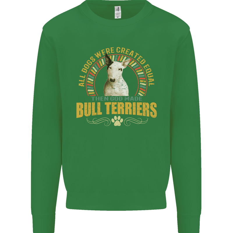 A Bull Terrier Dog Kids Sweatshirt Jumper Irish Green