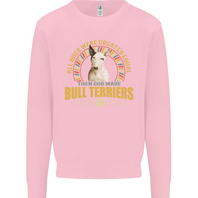 A Bull Terrier Dog Kids Sweatshirt Jumper Light Pink