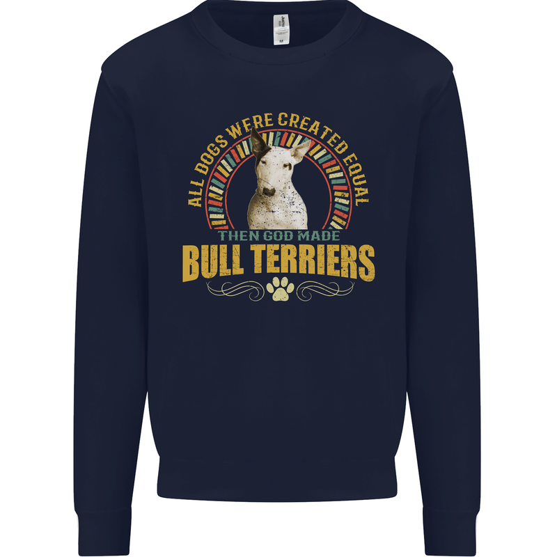 A Bull Terrier Dog Kids Sweatshirt Jumper Navy Blue