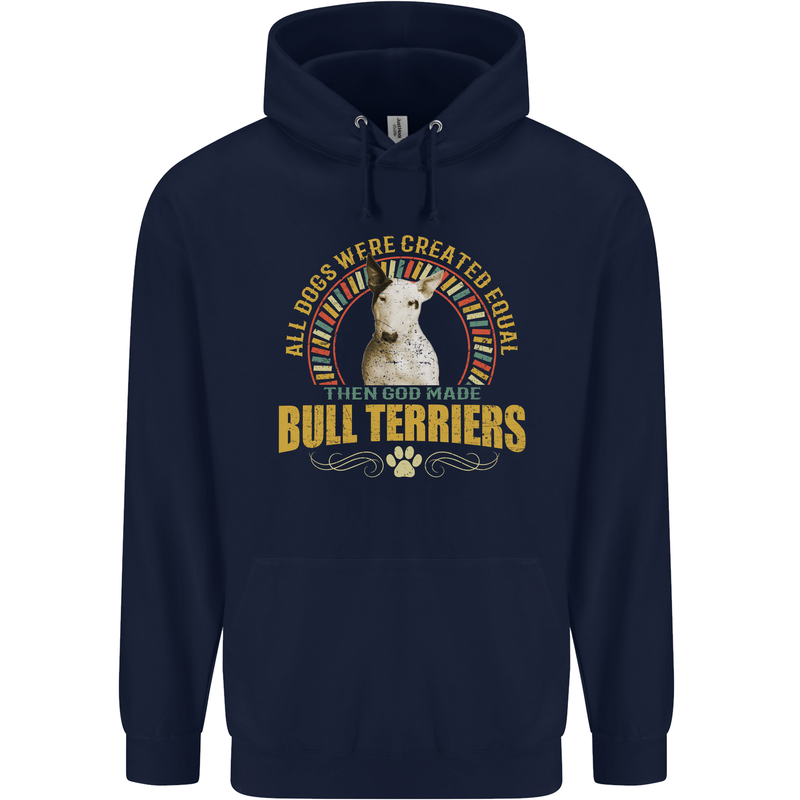 A Bull Terrier Dog Mens 80% Cotton Hoodie Navy Blue