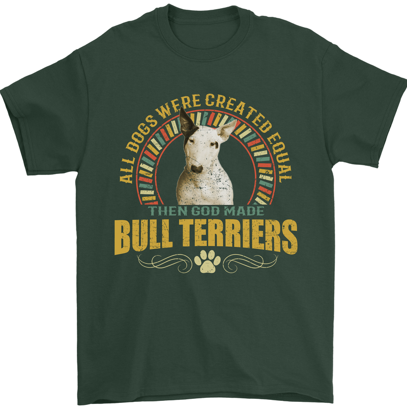 A Bull Terrier Dog Mens T-Shirt 100% Cotton Forest Green