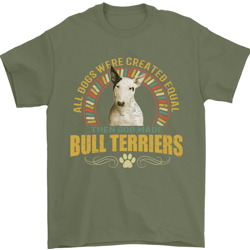 A Bull Terrier Dog Mens T-Shirt 100% Cotton Military Green