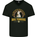 A Bull Terrier Dog Mens V-Neck Cotton T-Shirt Black