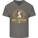A Bull Terrier Dog Mens V-Neck Cotton T-Shirt Charcoal