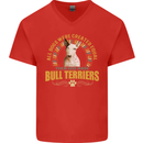 A Bull Terrier Dog Mens V-Neck Cotton T-Shirt Red