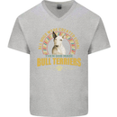 A Bull Terrier Dog Mens V-Neck Cotton T-Shirt Sports Grey